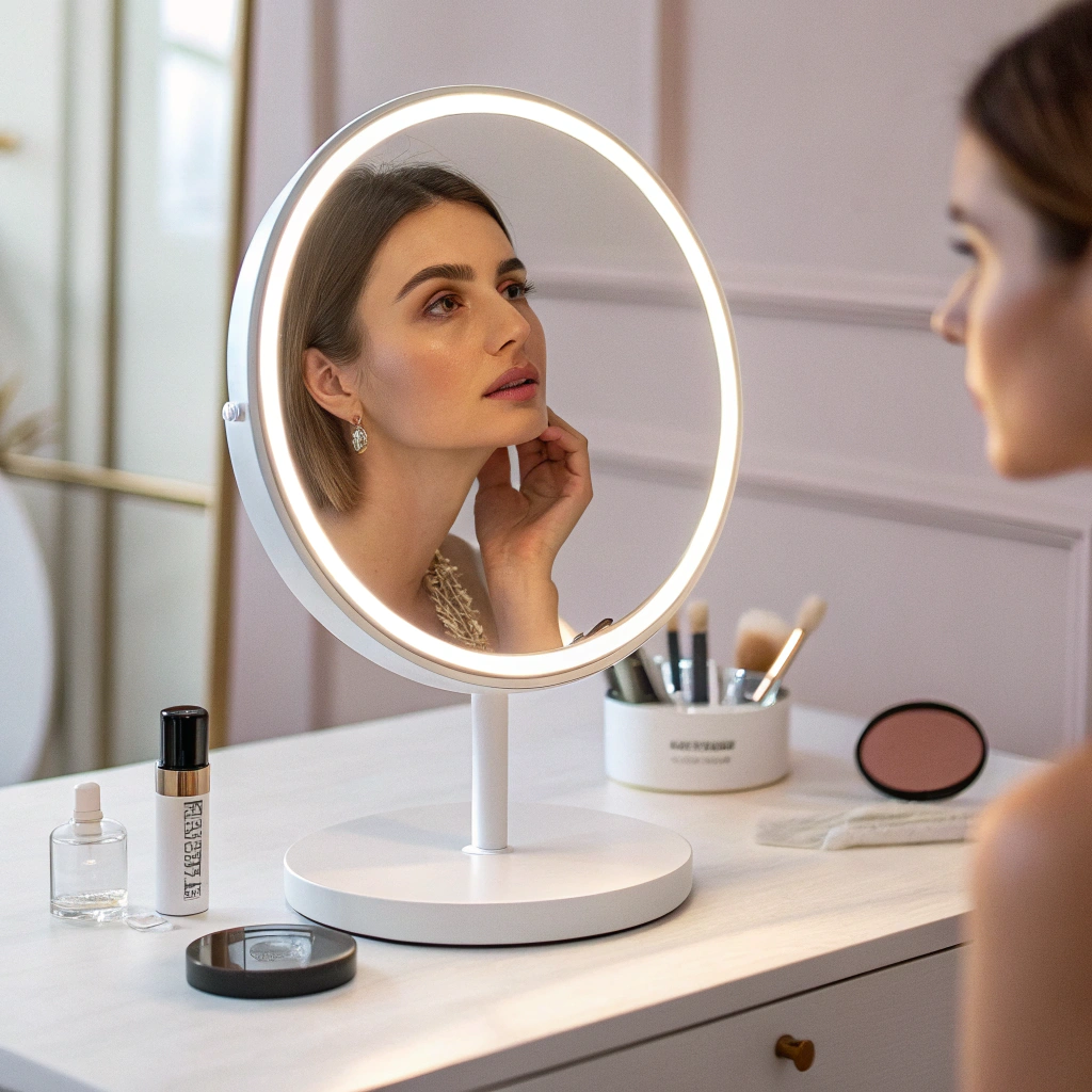 Compact Travel Mirror with LED Lighting