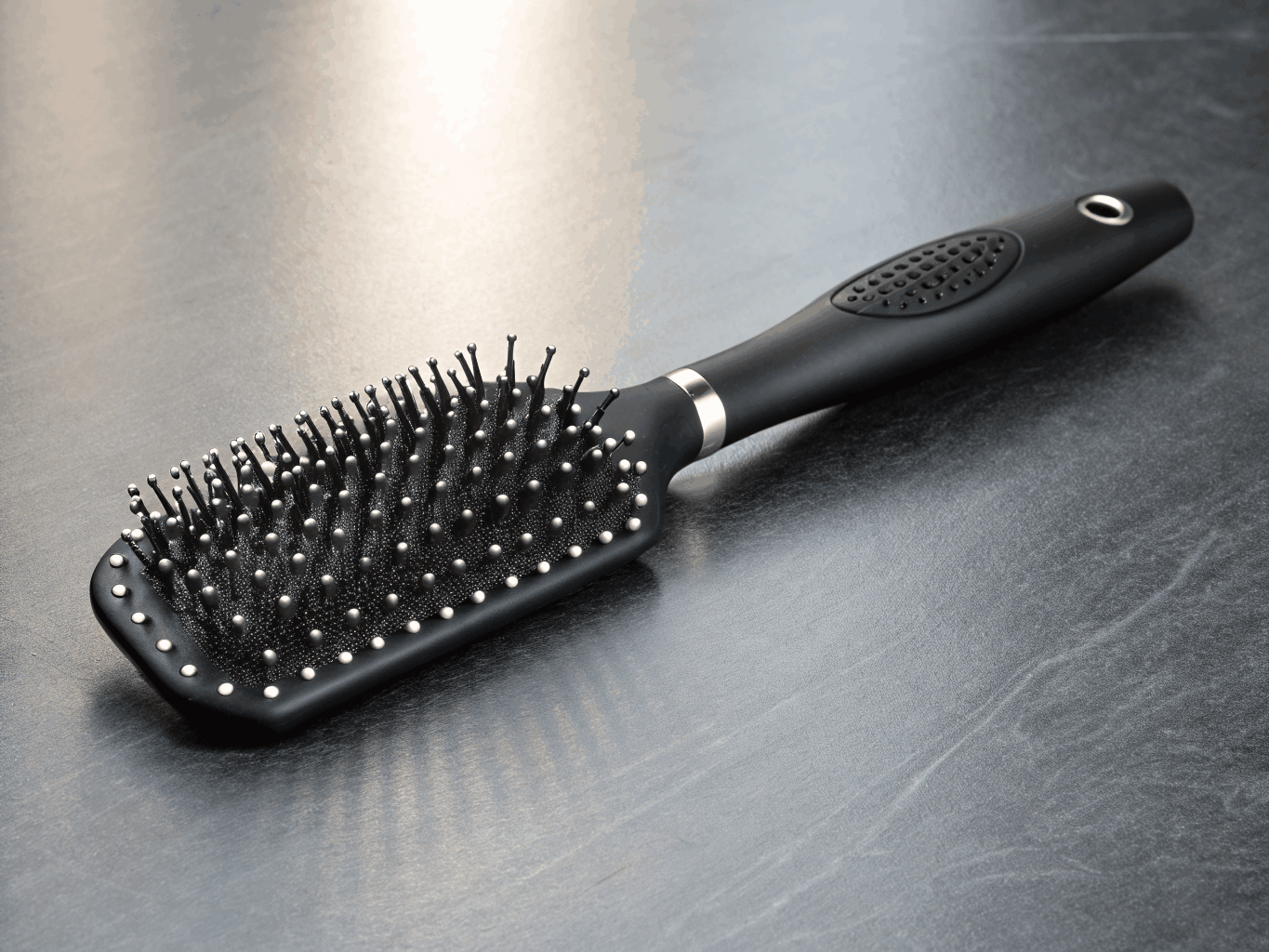 Natural wood paddle brush with dual-bristle cushion system